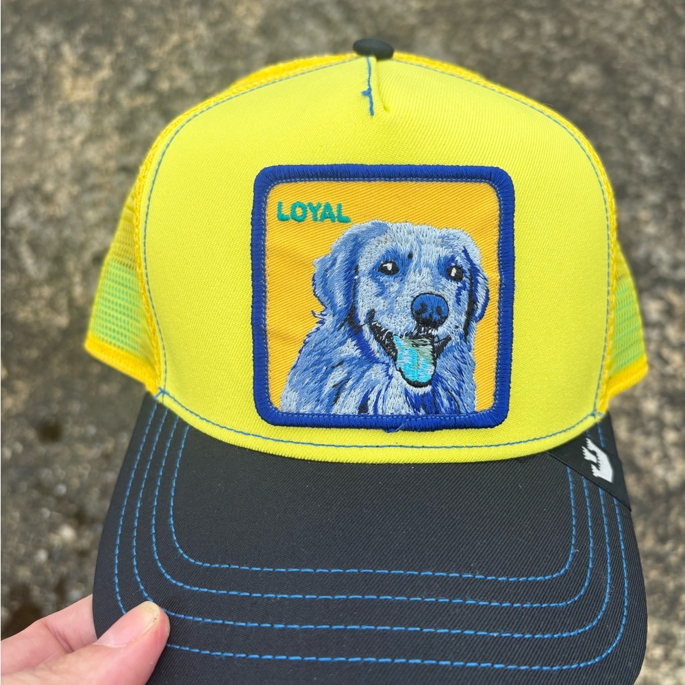 Goorin Bros Loyal Dog Animal Farm SnapBack Trucker Hat - Neon green and blue